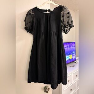Umgee Black Dress with Sheer Puff Sleeve Detail